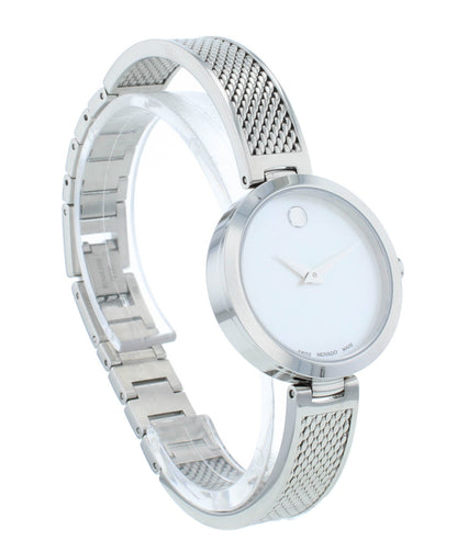 Movado Amika 27mm Quartz White MOP Dial Stainless Steel Ladies Watch 607361
