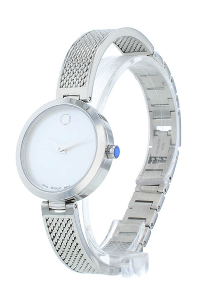 Movado Amika 27mm Quartz White MOP Dial Stainless Steel Ladies Watch 607361