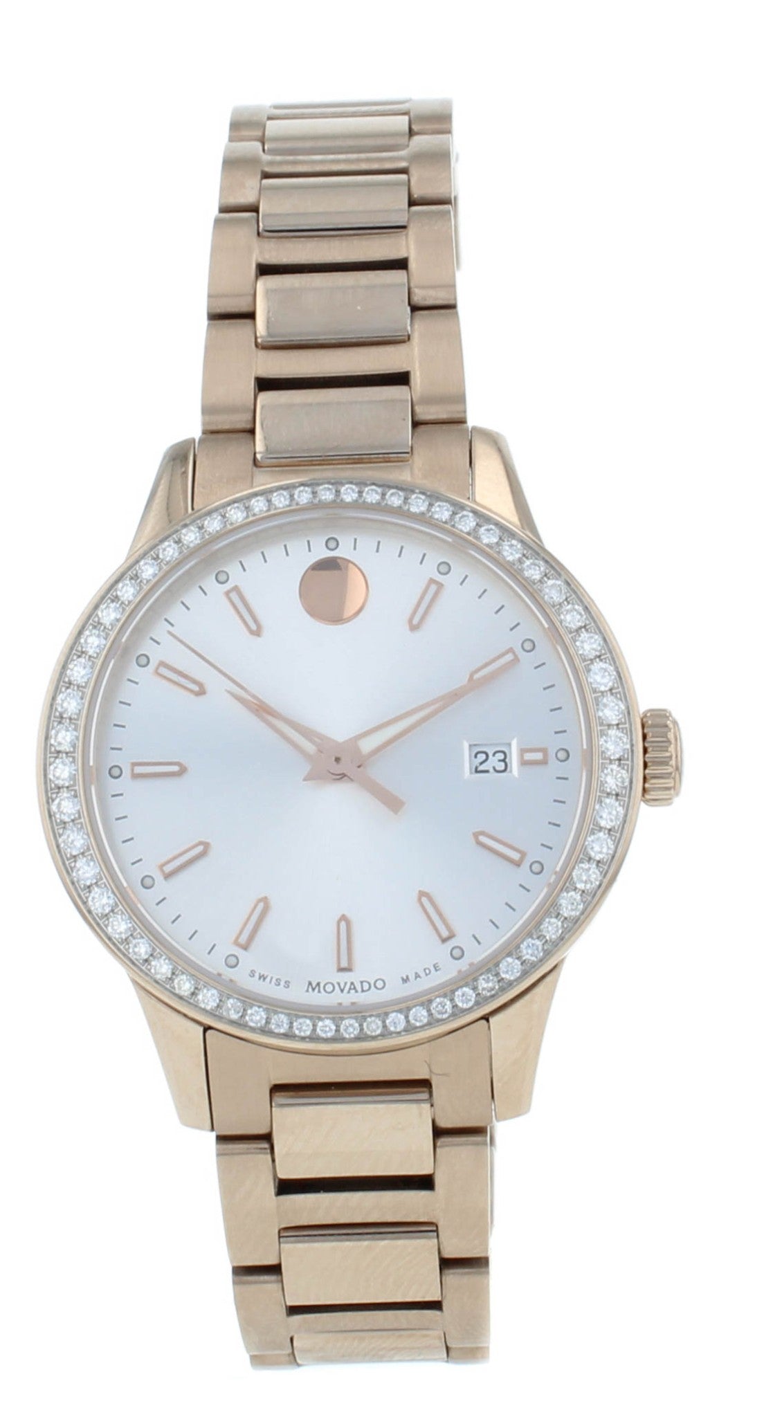 Ebel Wave 35mm Quartz Gray Dial Diamond Bezel Ladies Watch 1216304