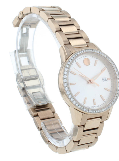 Movado Apria 30mm Quartz Silver Dial Stainless Steel Ladies Watch 607369