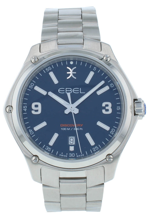 Ebel Discover Blue Dial Stainless Steel 41mm Quartz Men's Watch 1216400
