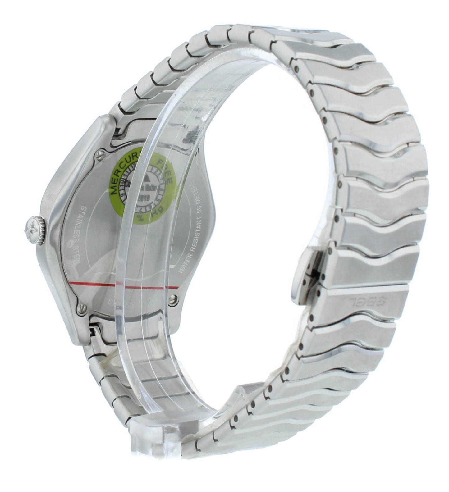Ebel Wave 35mm Quartz Gray Dial Diamond Bezel Ladies Watch 1216304