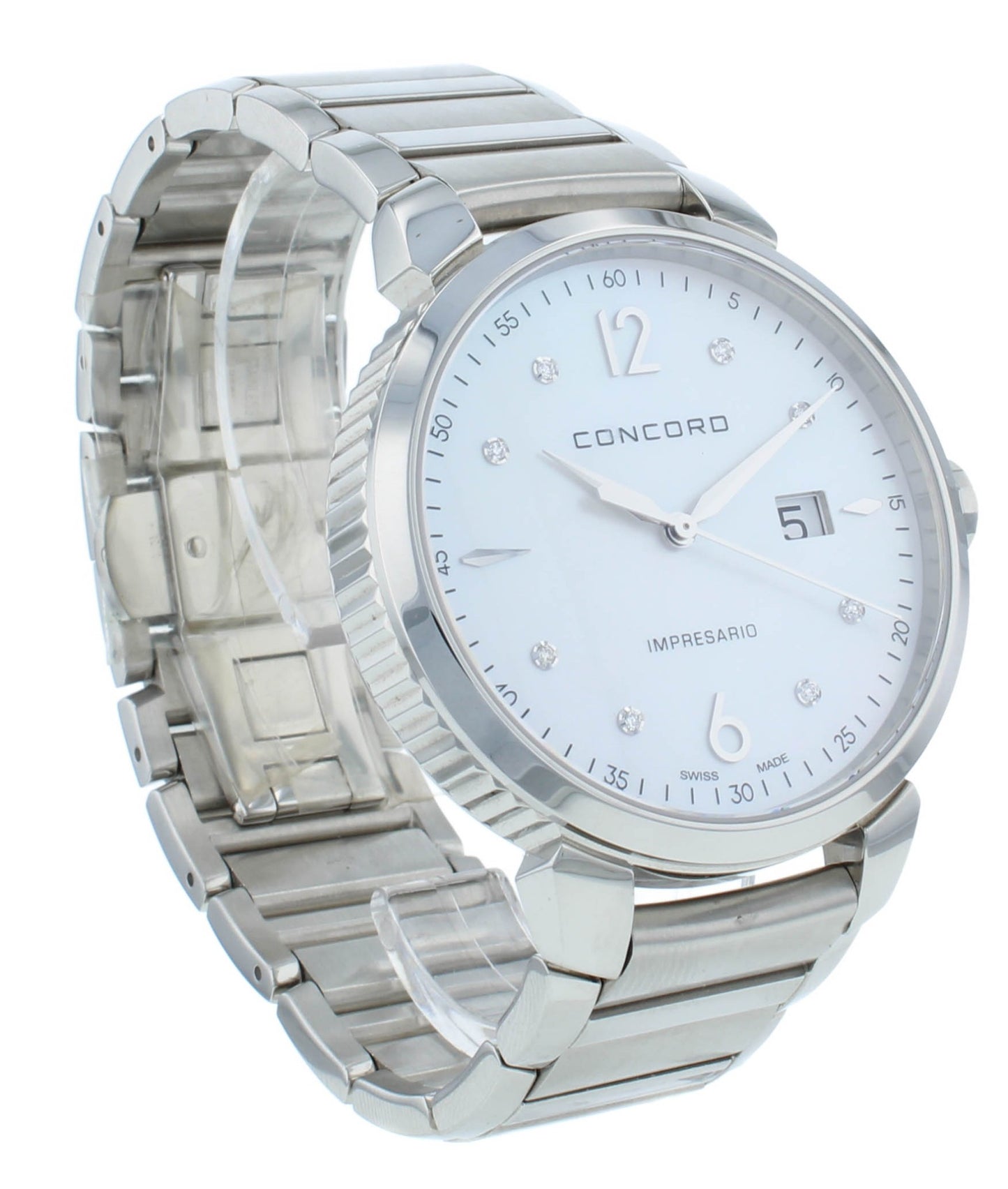 Concord Impresario Quartz White MOP Diamond Dial 41mm Men's Watch 320337