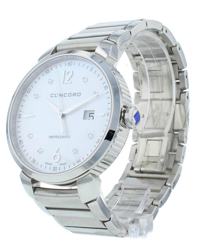 Concord Impresario Quartz White MOP Diamond Dial 41mm Men's Watch 320337