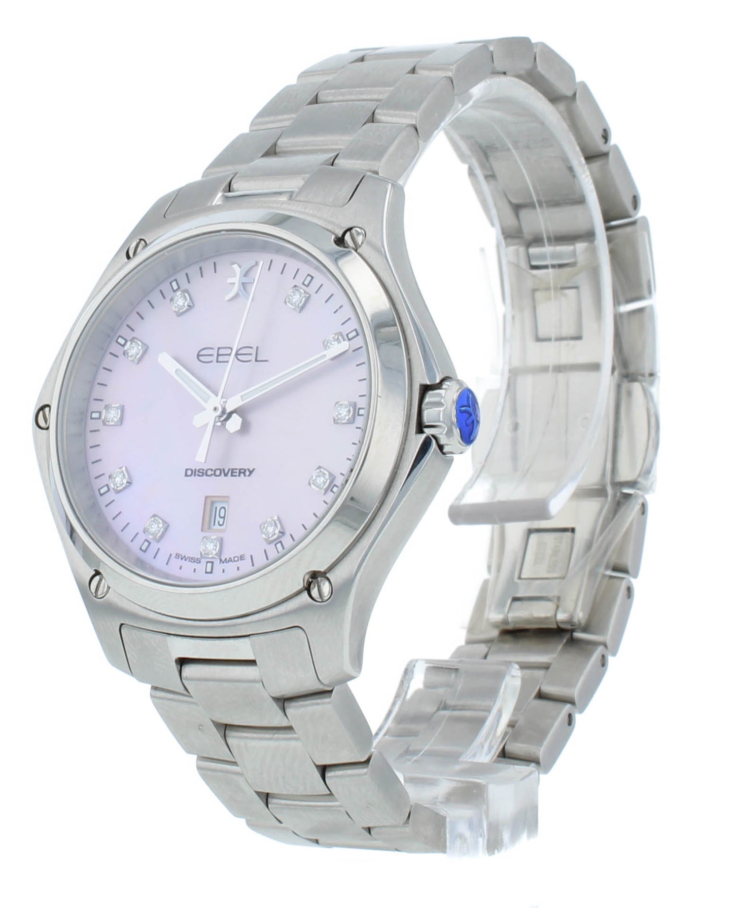 Ebel Discover Pink Dial Stainless Steel 33mm Quartz Ladies Watch 1216395