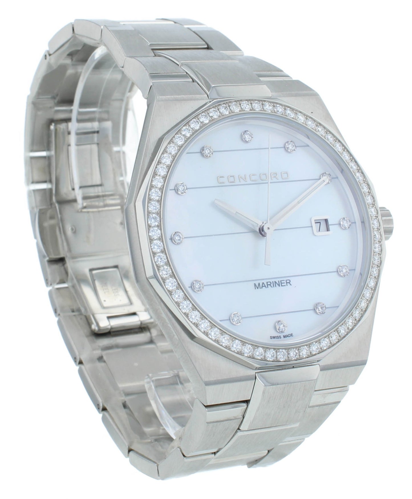 Concord Mariner Quartz Diamond Bezel White MOP Dial 41mm Men's Watch 320264