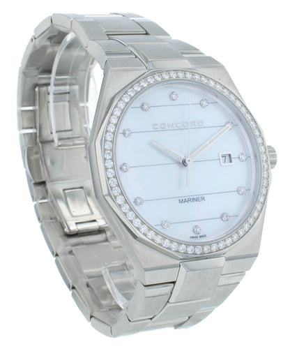 Concord Mariner Quartz Diamond Bezel White MOP Dial 41mm Men's Watch 320264
