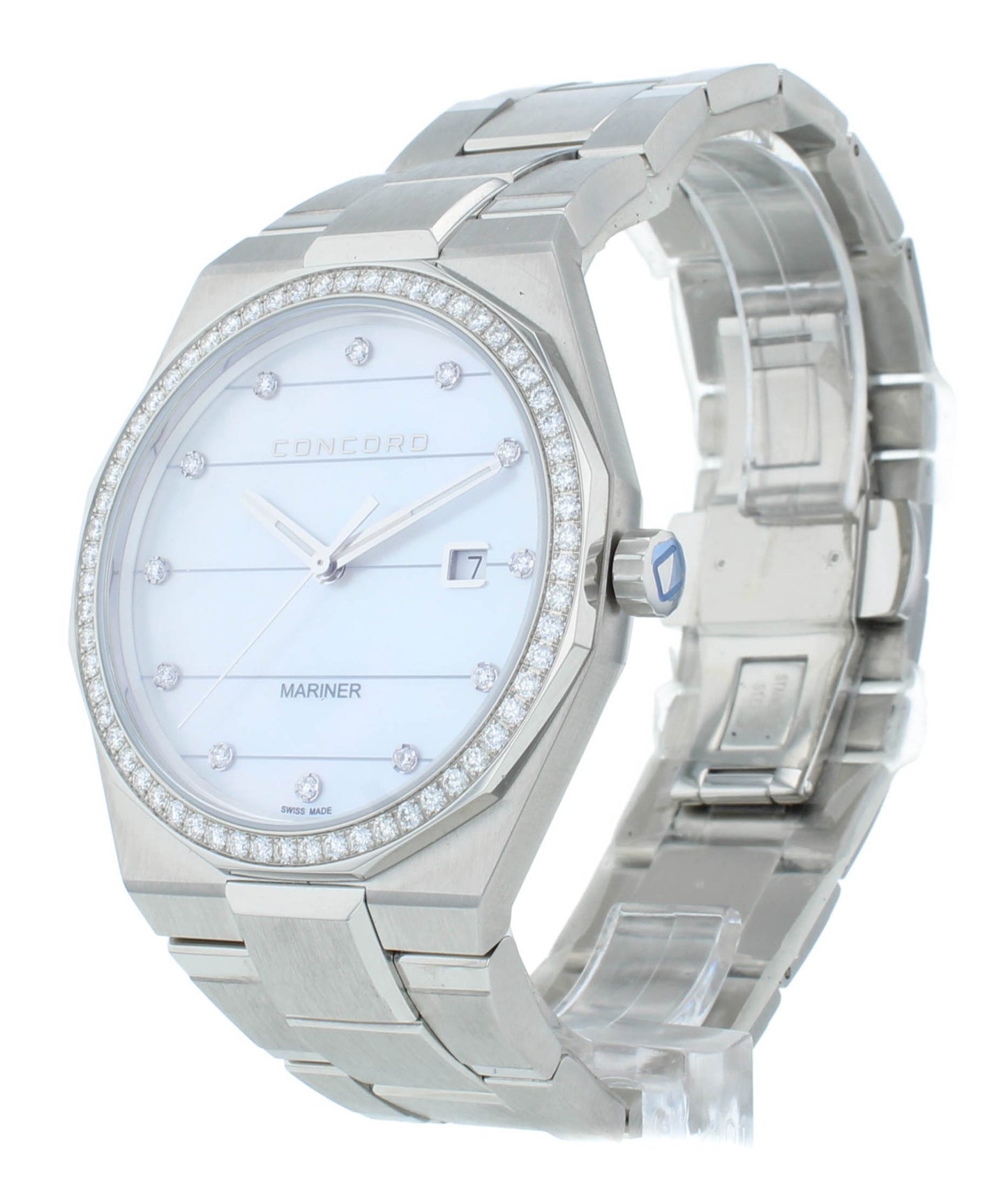Concord Mariner Quartz Diamond Bezel White MOP Dial 41mm Men's Watch 320264