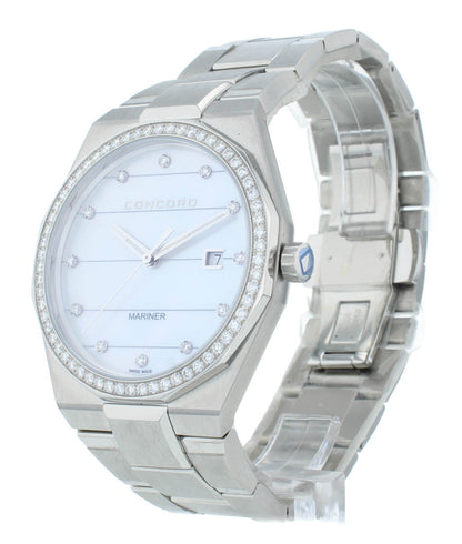 Concord Mariner Quartz Diamond Bezel White MOP Dial 41mm Men's Watch 320264
