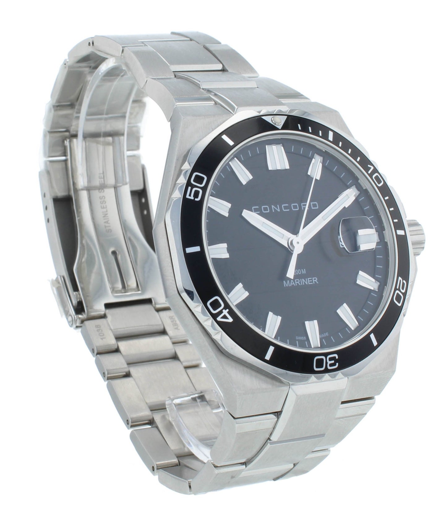 Concord Mariner Quartz Black Dial Stainless Steel 43mm Men's Watch 320352