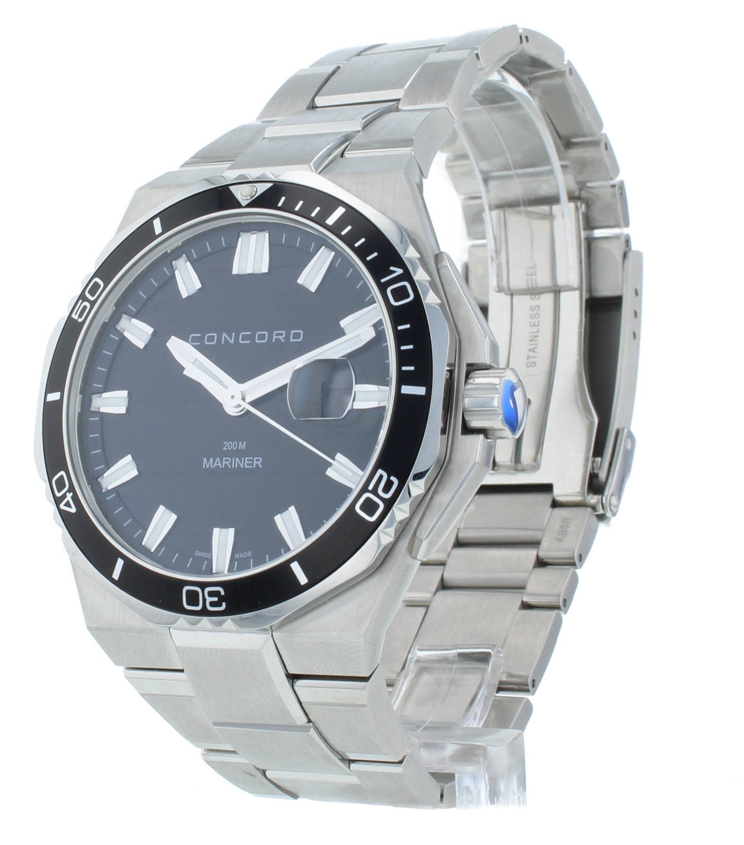 Concord Mariner Quartz Black Dial Stainless Steel 43mm Men's Watch 320352