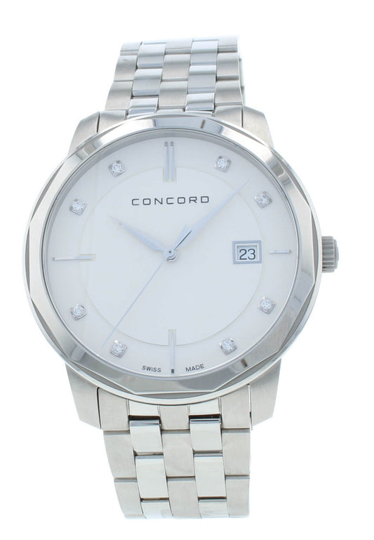 Concord Bennington 40mm Quartz Silver Diamond Dial Men's Watch 320484