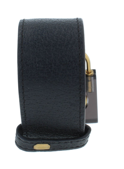 Gucci Padlock Black Dial 30mm Quartz Leather Strap Ladies Watch YA150506