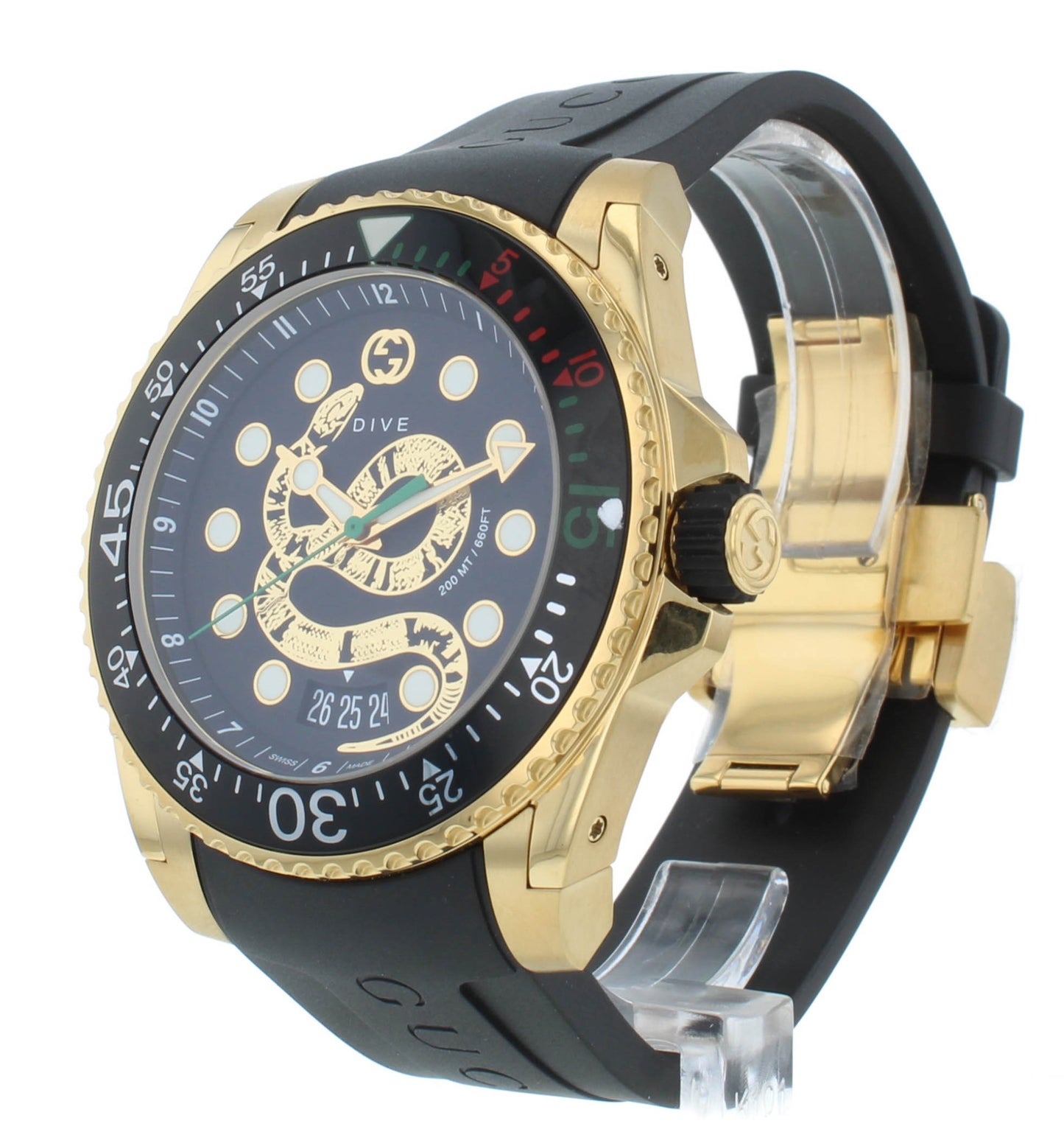 Gucci Dive 40mm Quartz Black Dial Stainless Steel Men's Watch YA136219