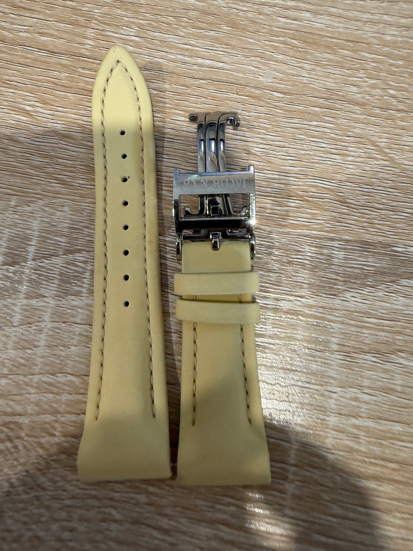 Unworn Original Jacob & Co. Polyurethane 20mm Beige Strap With Steel Buckle