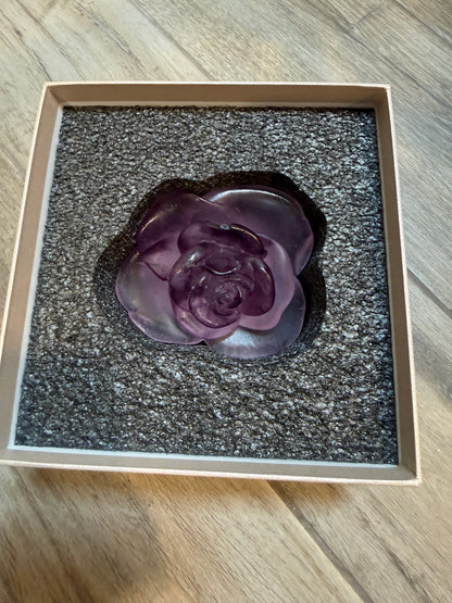 Daum France Rose Passion Pink Crystal Flower Sculpture New In Box 05290-5