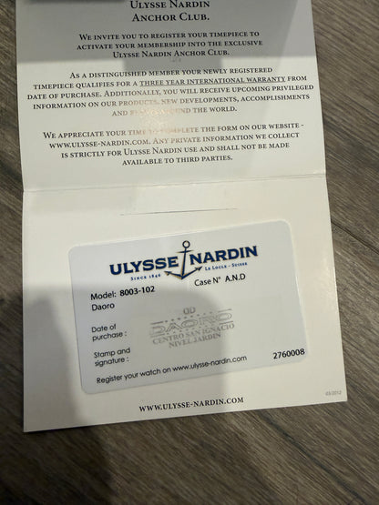 Ulysse Nardin Marine Diver Chronograph 42mm Automatic Men's Watch 8003-102
