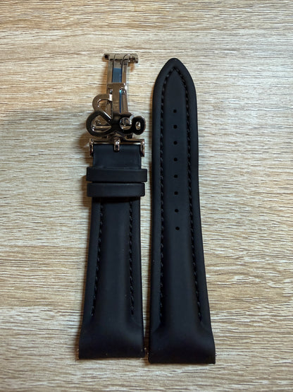 Unworn Original Jacob & Co. Polyurethane 20mm Black Strap With Steel Buckle