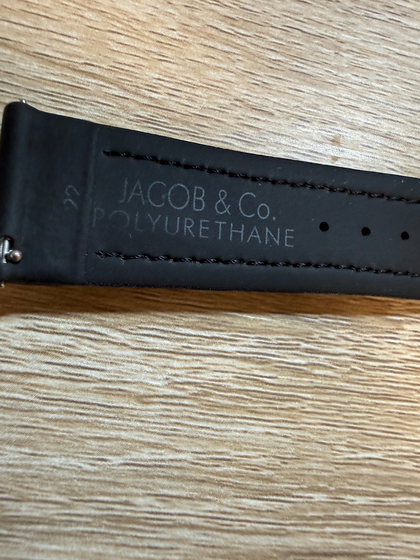Unworn Original Jacob & Co. Polyurethane 20mm Black Strap With Steel Buckle