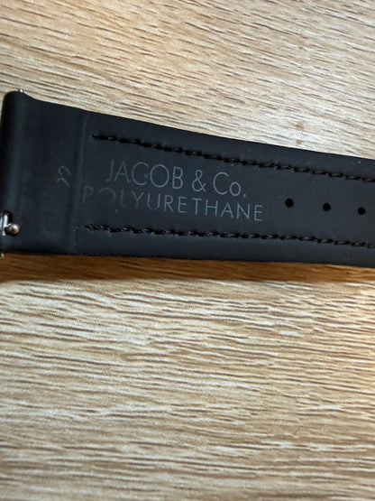 Unworn Original Jacob & Co. Polyurethane 20mm Black Strap With Steel Buckle