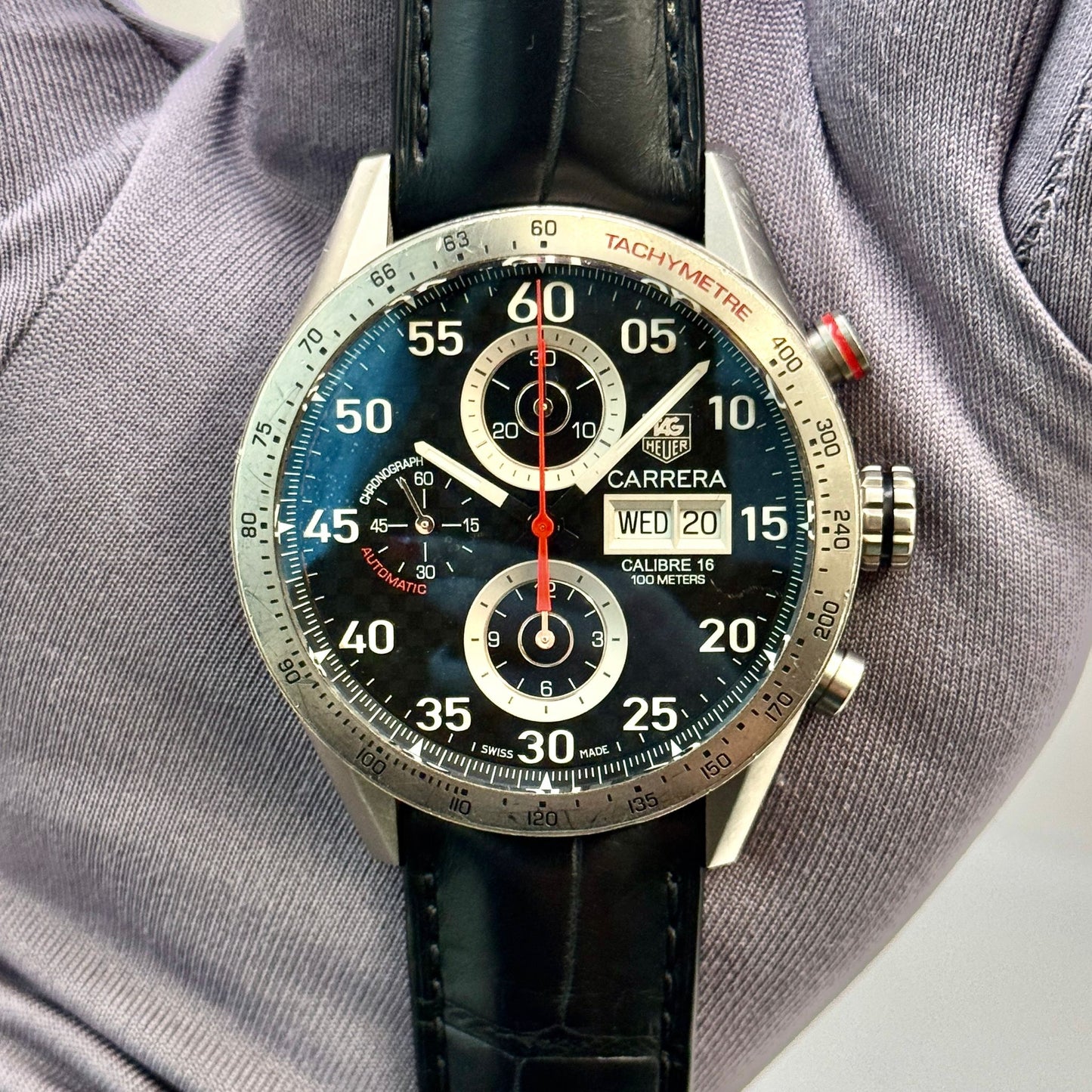 Tag Heuer Carrera Automatic Titanium 43mm Black Dial Chronograph CV2A80.FC6256