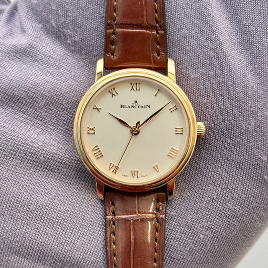 Blancpain Villret Ultra Slim 29mm 18k Rose Gold Auto Silver Dial Ladies Watch