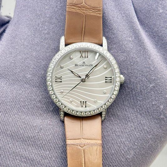 Blancpain Villeret Ultraplate Auto 29mm Diamond Bezel Ladies Watch 6104-4654-55A