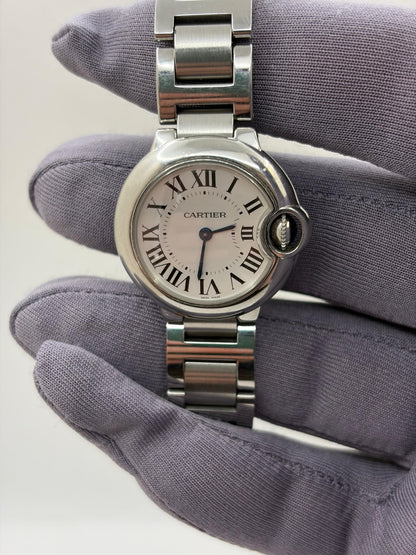 Cartier Ballon Bleu Silver Dial Steel 28mm Quartz Ladies Watch W69010Z4-3009