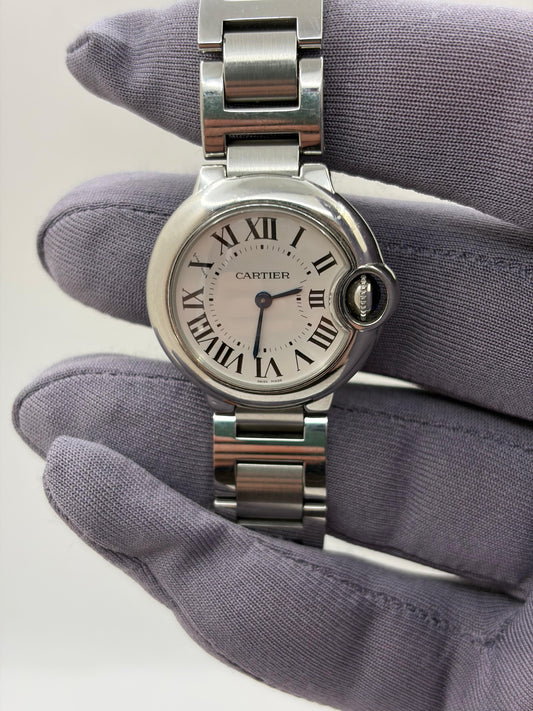 Cartier Ballon Bleu Silver Dial Steel 28mm Quartz Ladies Watch W69010Z4-3009
