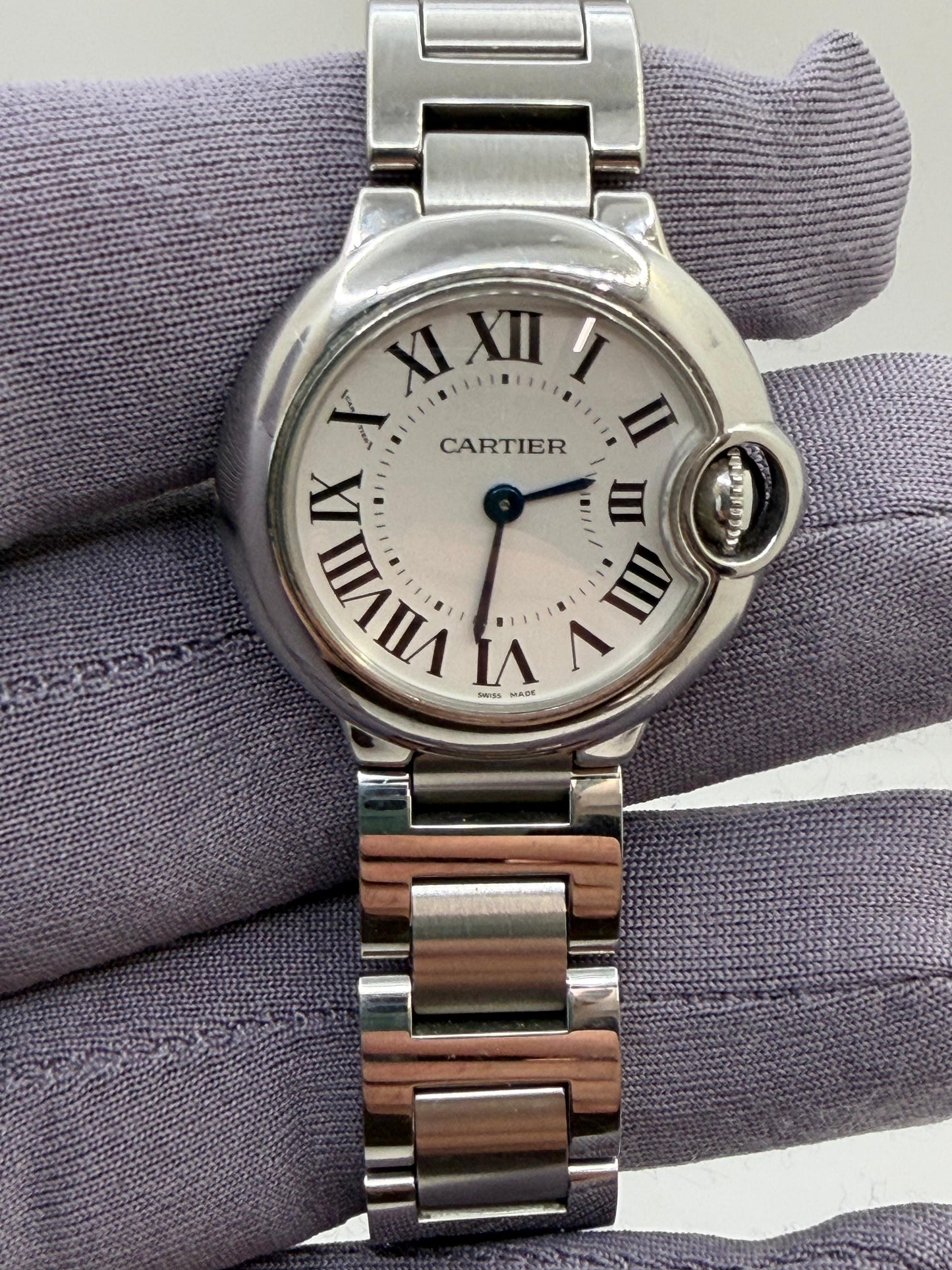 Cartier Ballon Bleu Silver Dial Steel 28mm Quartz Ladies Watch W69010Z4-3009