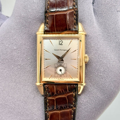 Girard Perregaux Vintage 29x42mm 18k Rose Gold Silver Dial Men's Watch 2595