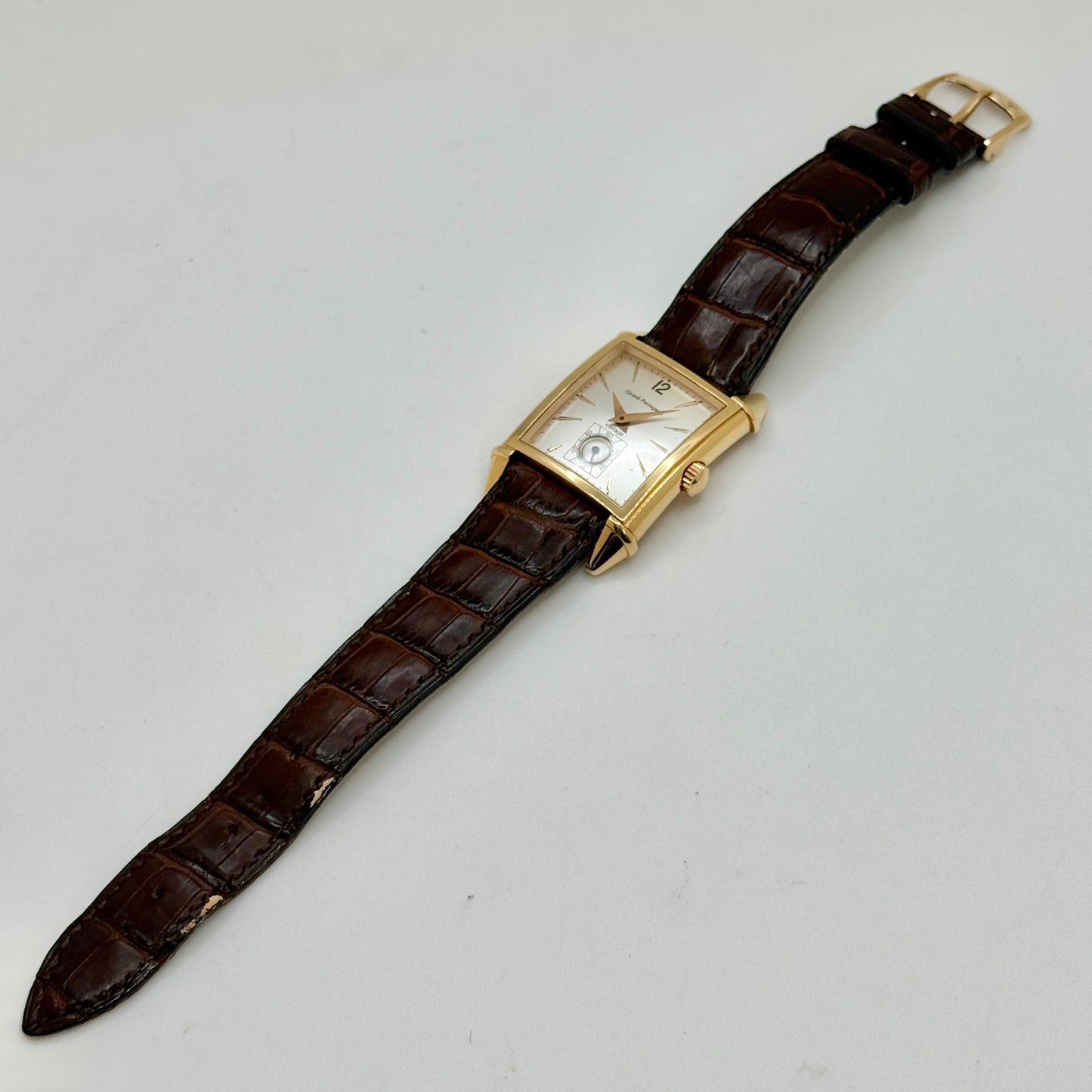 Girard Perregaux Vintage 29x42mm 18k Rose Gold Silver Dial Men's Watch 2595