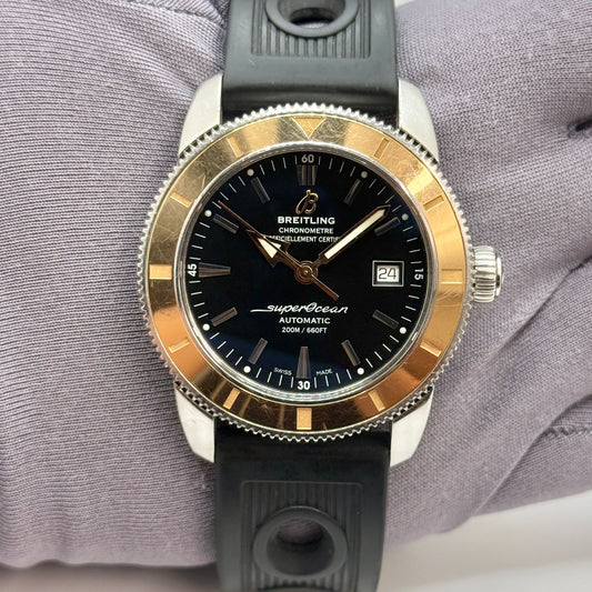 Breitling Superocean 42mm Steel & 18k Rose Gold Black Dial Men's Watch U17321