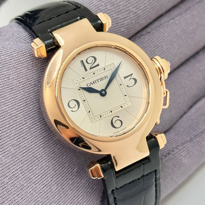 Cartier Pasha 32mm Quartz 18k Rose Gold Silver Dial Ladies Watch WJ11963G-2815