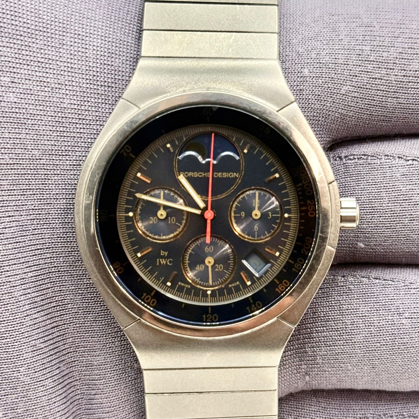 IWC Porsche Design 36mm Quartz Chronograph Moonphase Men's Watch IW3742