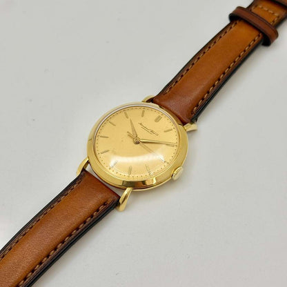 IWC 36mm Manual Hand Wind 18k Yellow Gold Aftermarket Strap Vintage Men's Watch
