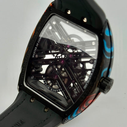 Fanck Muller Vanguard Damascus Carbon Skeleton Watch V43 S6 SQT CRADAM COL DRM