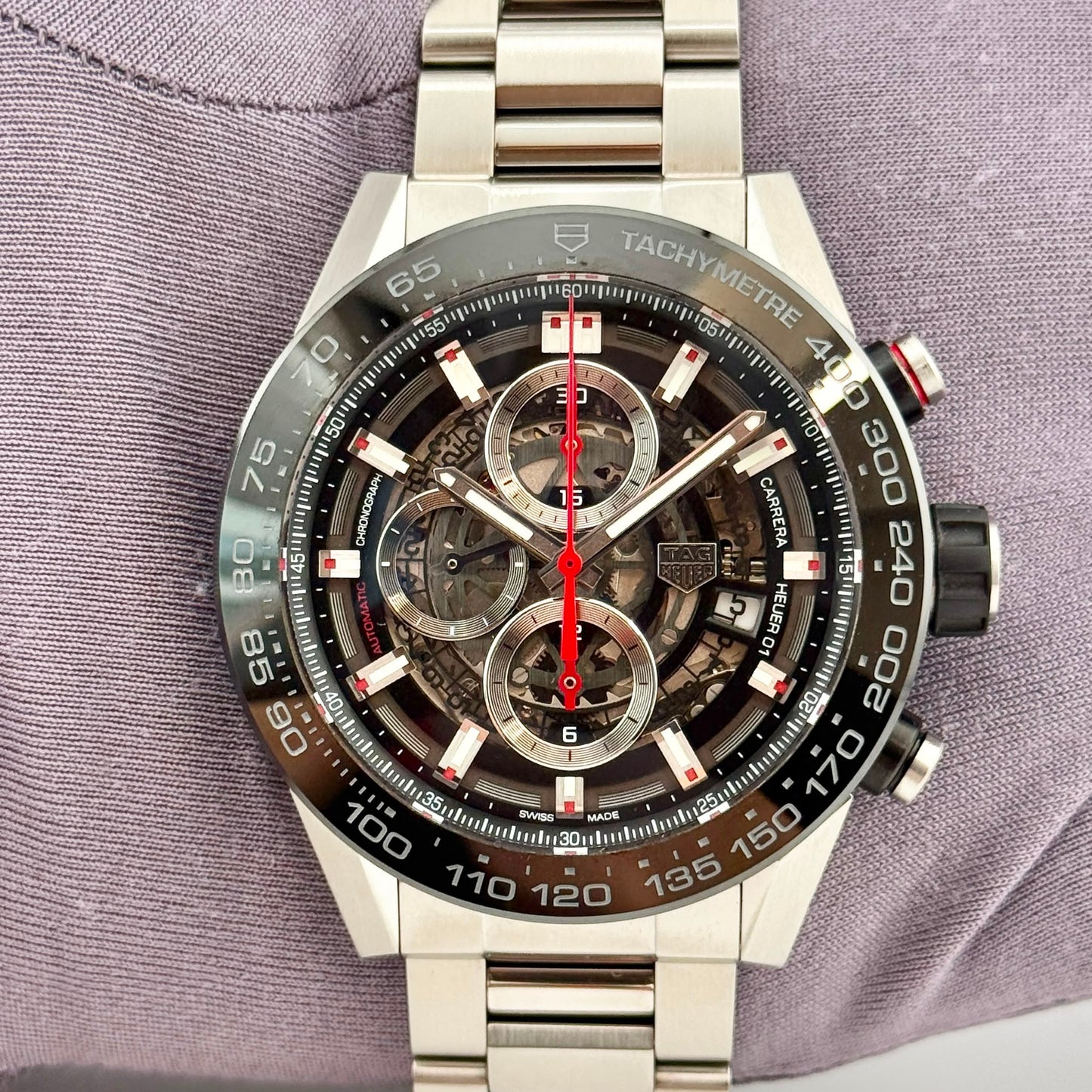 Tag Heuer Carrera 45mm Automatic Chrono Skeleton Dial Men's Watch CAR2A1Z.FT6044