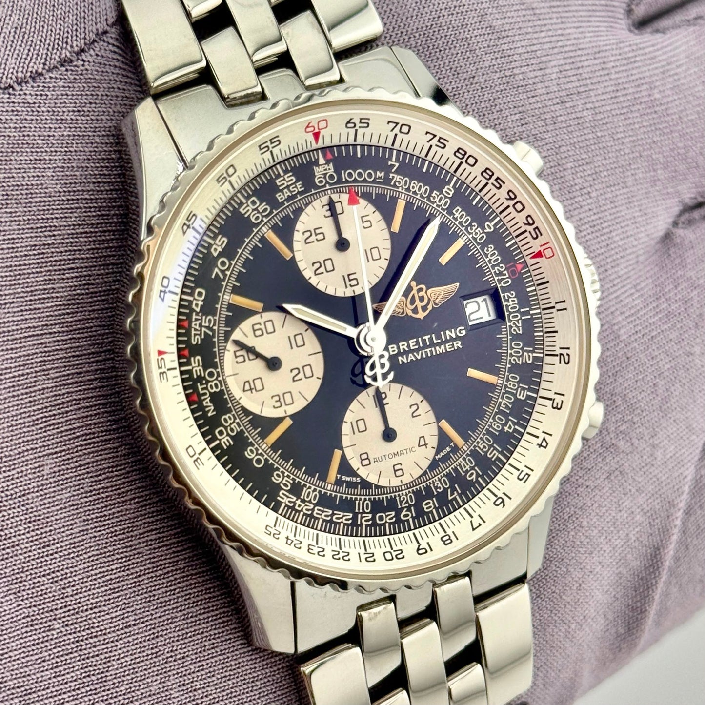 Breitling Navitimer 41.5mm Steel Chronograph Black Dial Men's Watch A13022