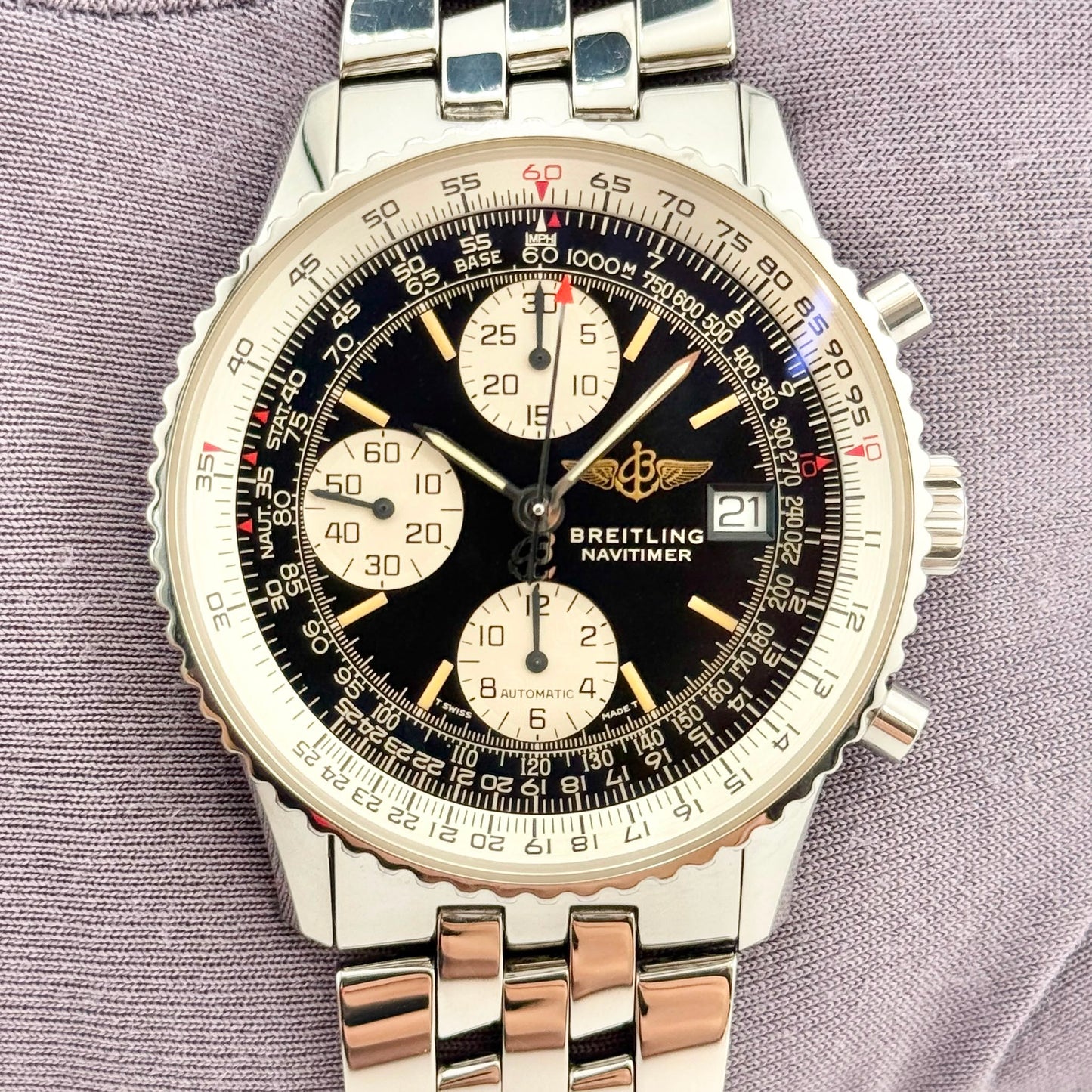Breitling Navitimer 41.5mm Steel Chronograph Black Dial Men's Watch A13022