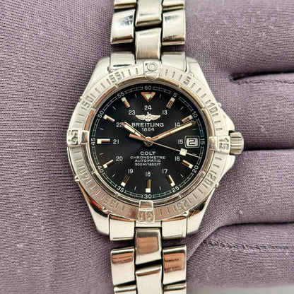 Breitling Colt 38mm Blue Dial Automatic Stainless Steel Men's Watch A17350