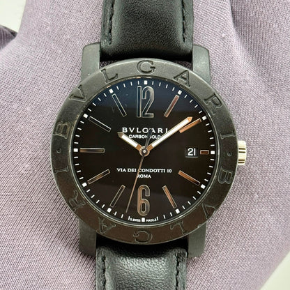 Bvlgari Carbon Gold Via Condotti Automatic 40mm Black Dial Men's Watch BB40CL