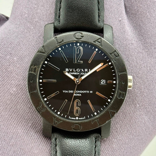 Bvlgari Carbon Gold Via Condotti Automatic 40mm Black Dial Men's Watch BB40CL