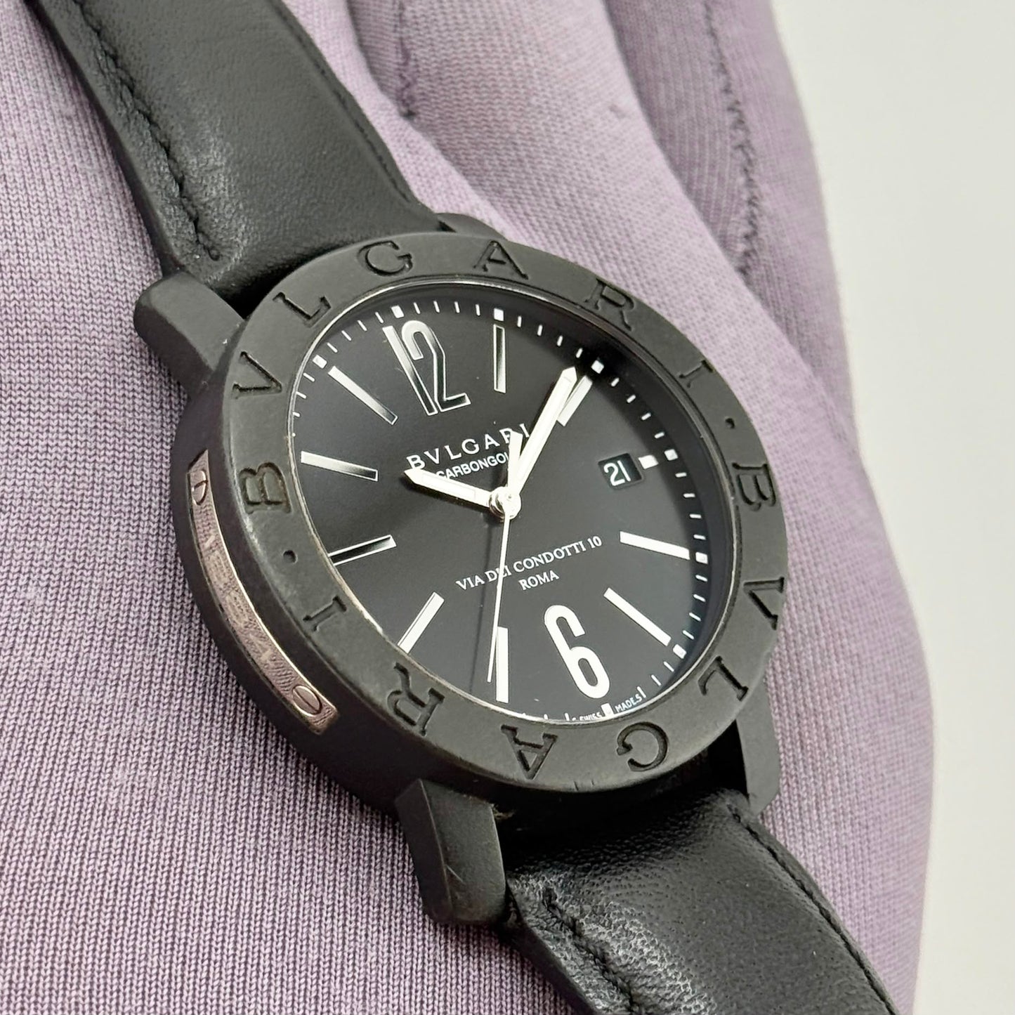 Bvlgari Carbon Gold Via Condotti Automatic 40mm Black Dial Men's Watch BB40CL
