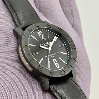 Bvlgari Carbon Gold Via Condotti Automatic 40mm Black Dial Men's Watch BB40CL