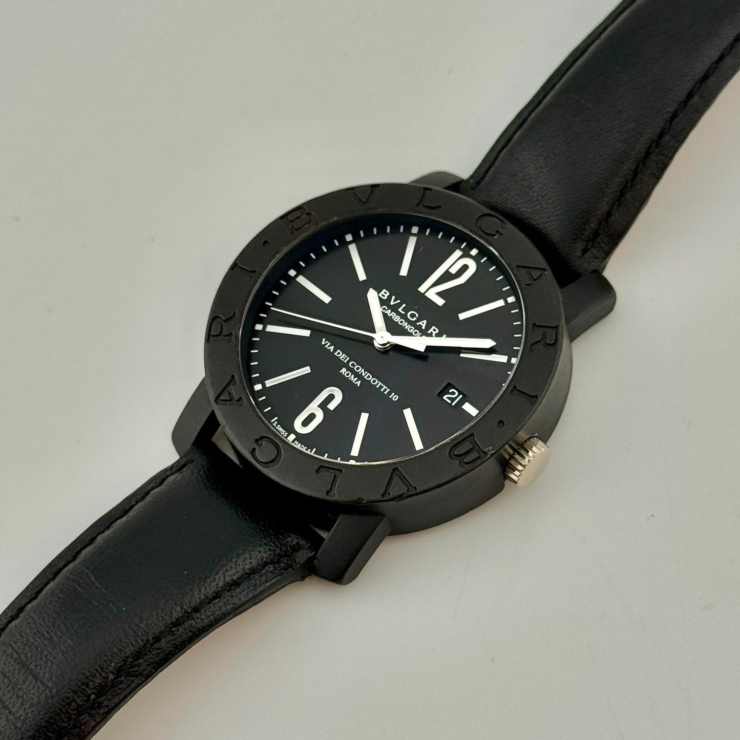 Bvlgari Carbon Gold Via Condotti Automatic 40mm Black Dial Men's Watch BB40CL