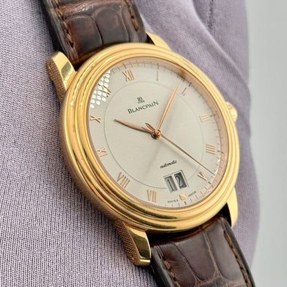 Blancpain Ultra Slim Auto Large Date 38mm 18k Rose Gold Men's Watch 6850-3642