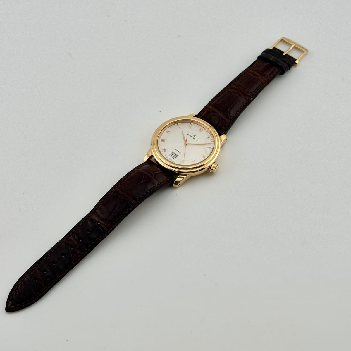 Blancpain Ultra Slim Auto Large Date 38mm 18k Rose Gold Men's Watch 6850-3642
