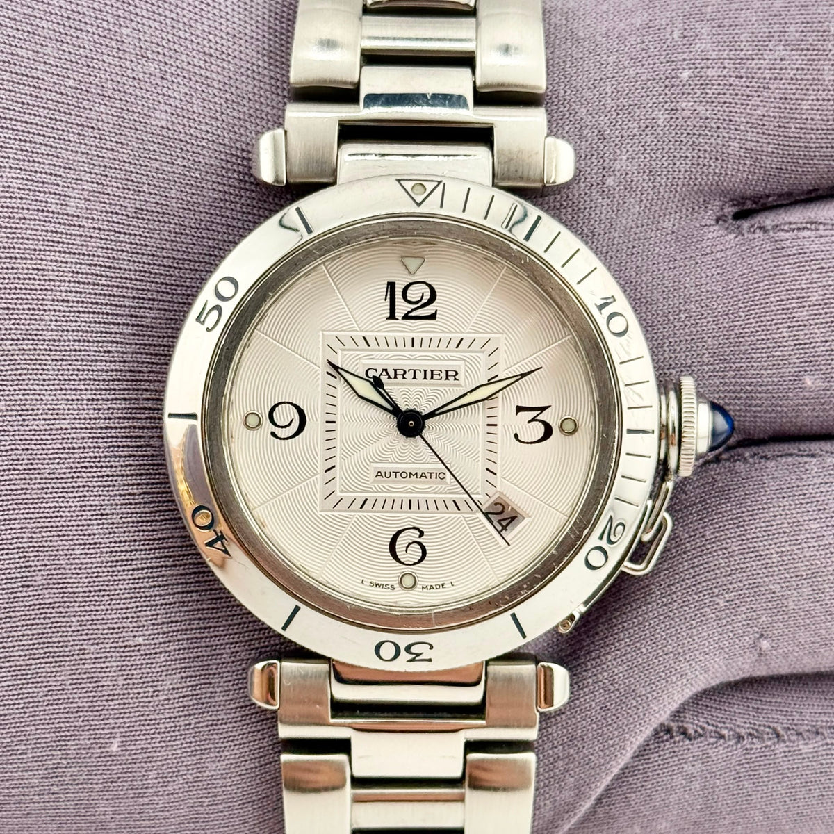 Cartier Pasha 38mm Automatic Silver Dial Stainless Steel Men's Watch 2379