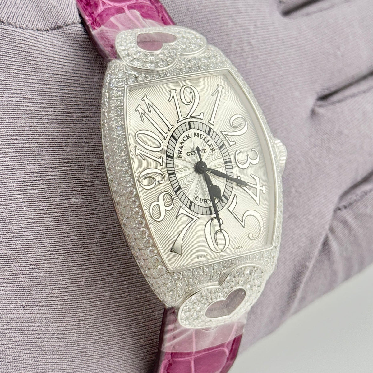 Franck Muller Cintree Curvex 31mm 18k White Gold Ladies Watch 2852 SC Relief HJ